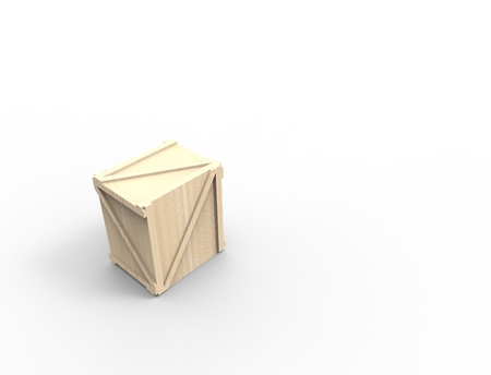 3d rendering of a wooden create isolated in white studio background.の写真素材