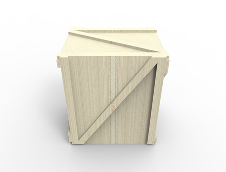 3d rendering of a wooden create isolated in white studio background.の写真素材