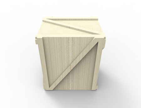 3d rendering of a wooden create isolated in white studio background.の写真素材