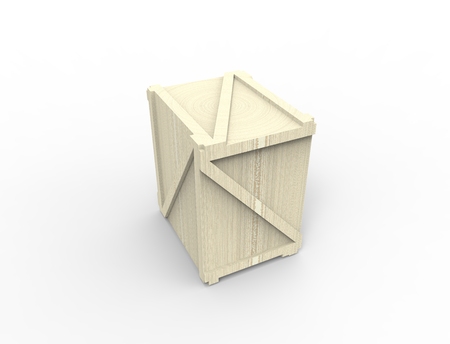 3d rendering of a wooden create isolated in white studio background.の写真素材