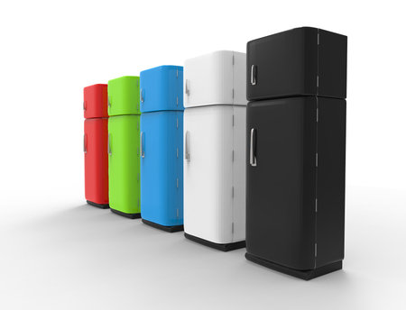 3d rendering of a refrigerator isolated on white studio background.の写真素材