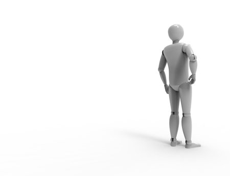 3d rendering of a dummy standing posing is white studio background.の写真素材