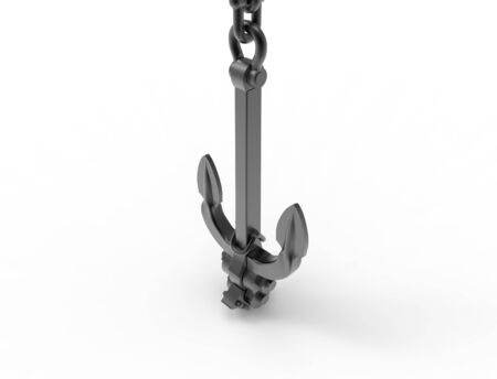3d rendering of a metal anchor isolated in white studio background.の写真素材