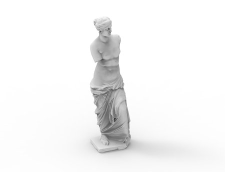 3d rendering of a female historic statue isolated in white backgroundの写真素材