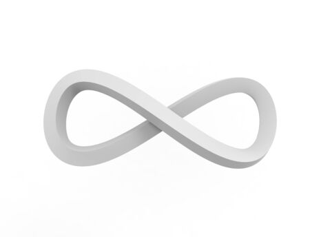 3d rendering of an infinity loop shaped object isolated in white background.の写真素材
