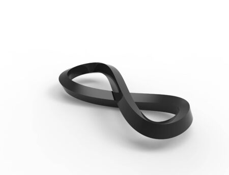3d rendering of an infinity loop shaped object isolated in white background.の写真素材