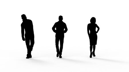 3d rendering of the silhouette of a person isolated in white studio background.の写真素材