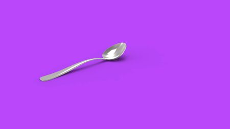 3d rendering of a metal spoon in colored background.の写真素材