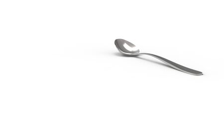 3d rendering of a metal spoon in white background.の写真素材