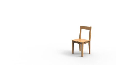 3d rendering of a single wooden chair isolated in empty studio space background.の写真素材