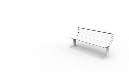 3d rendering of a white outside furniture bench isolated in white studio backgroundの写真素材