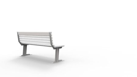 3d rendering of a white outside furniture bench isolated in white studio backgroundの写真素材