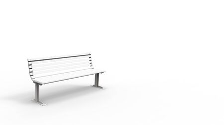 3d rendering of a white outside furniture bench isolated in white studio backgroundの写真素材