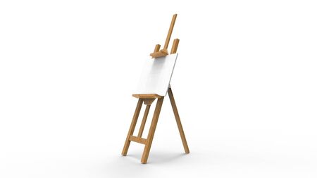 3d rendering animation of a painting easel in white studio backgroundの写真素材