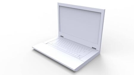 3d rendering of a computer model laptop isolated in white studio backgroundの写真素材