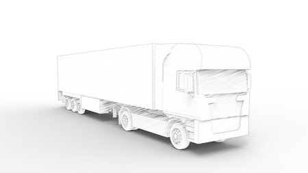 3d rendering of a transportation cargo truck isolated in white backgroundの写真素材