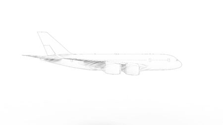 3d rendering of a jumbo jet airplane isolated in white studio background.の写真素材