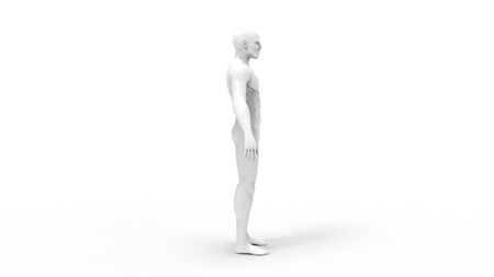 3d rendering of a standing male cad model person isolated in white studio backgroundの写真素材