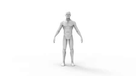 3d rendering of a standing male cad model person isolated in white studio backgroundの写真素材