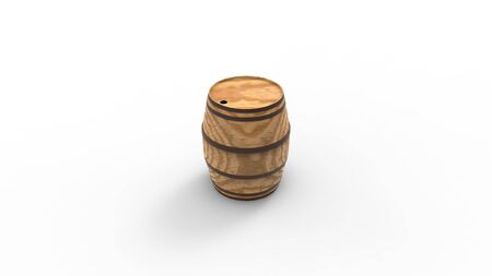 3d rendering of a vintage wooden barrel isolated in studio backgroundの写真素材