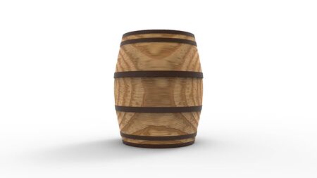 3d rendering of a vintage wooden barrel isolated in studio backgroundの写真素材