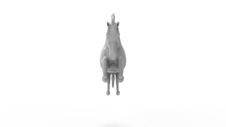 3d rendering of a majestic jumping horse isolated in white backgroundの写真素材