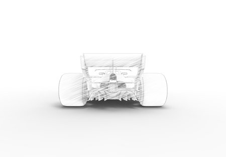 3D rendering illustration with of an modern all black formula race sport car isolated in white...