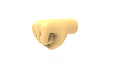 3D rendering of a human fist isolated in white studio backgroundの写真素材