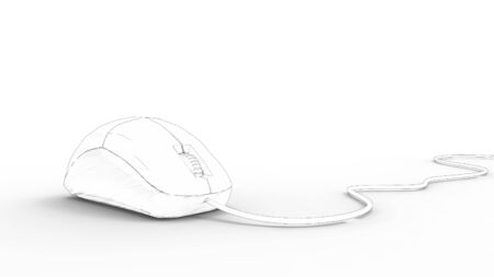 3D rendering of a computer model mouse isolated in white studio backgroundの写真素材