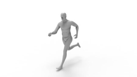 3D rendering of a computer model human running isolated in white backgroundの写真素材