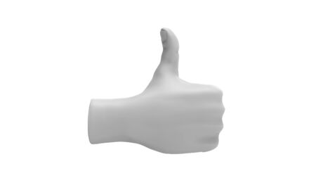3D rendering of arenderd computer model thumb up isolated in white background.の写真素材