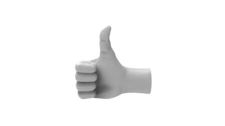 3D rendering of arenderd computer model thumb up isolated in white background.の写真素材