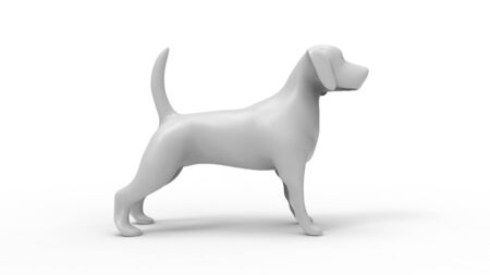 3D computer renderings multiple views of a small dog isolated in white studio backgroundの写真素材