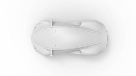Concept design sports race car sketch rendering isolated in white backgroundの写真素材