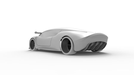 Concept design sports race car sketch rendering isolated in white backgroundの写真素材
