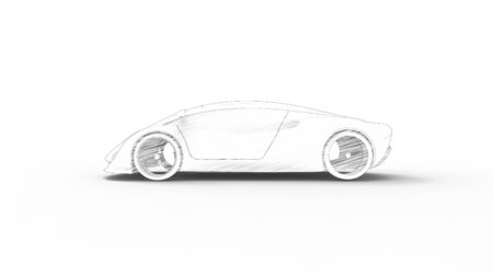 Concept design sports race car sketch rendering isolated in white backgroundの写真素材