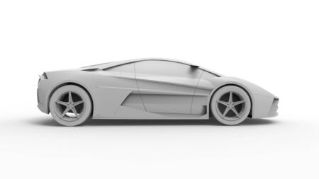 Concept design sports race car sketch rendering isolated in white backgroundの写真素材