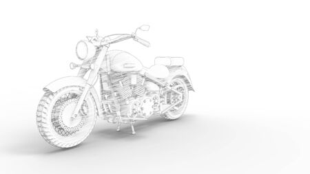 Motorcycle cruiser design sketch isolated in white studio backgroundの写真素材