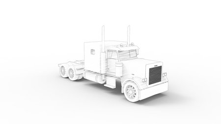 3d rendering 3d illustration of a transportation truck without trailer isolated on white backgroundの写真素材