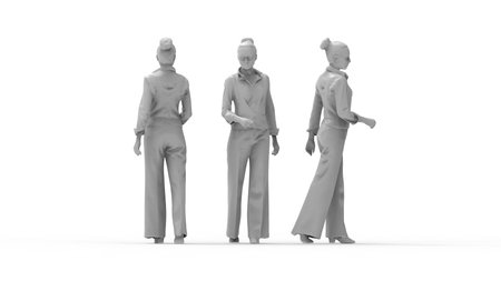 3d rendering of a woman walking isolated in white studio backgroundの写真素材