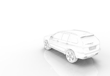 3d rendering of mulltiple views of a SUV car isolated in white studio backgroundの写真素材