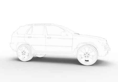 3d rendering of mulltiple views of a SUV car isolated in white studio backgroundの写真素材