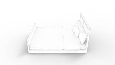 3d rendering of a bed isolated in white studio backgroundの写真素材
