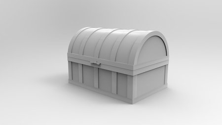 3d rendering of a vintage treasure chest isolated in white studio background