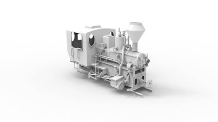 3d rendering of a vintage old locomotive isolated in white studio backgroundの写真素材