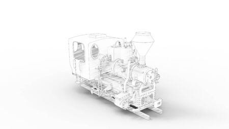 3d rendering of a vintage old locomotive isolated in white studio backgroundの写真素材