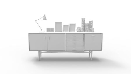 3d rendering of a cabinet isolated in white studio background.の写真素材
