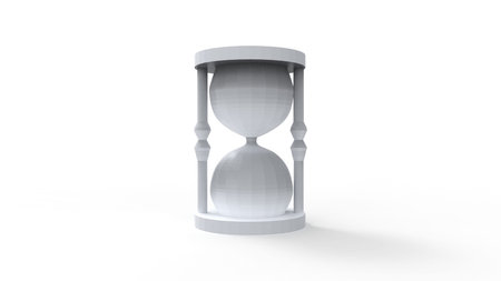 3d rendering of a hour glass isolated in white studio background