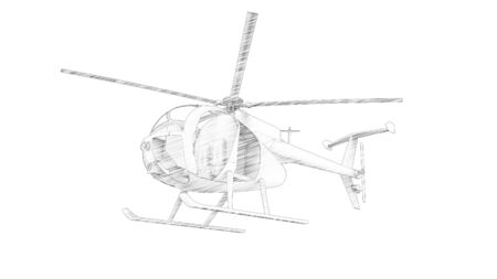 3d rendering of a small compact attack helicopter isolated in white studio backgroundの写真素材