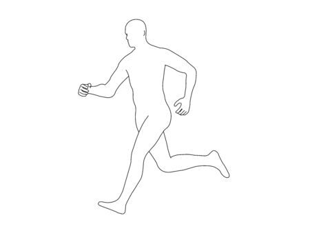 Vector line drawing illustration of a running man isolated on white background.のイラスト素材